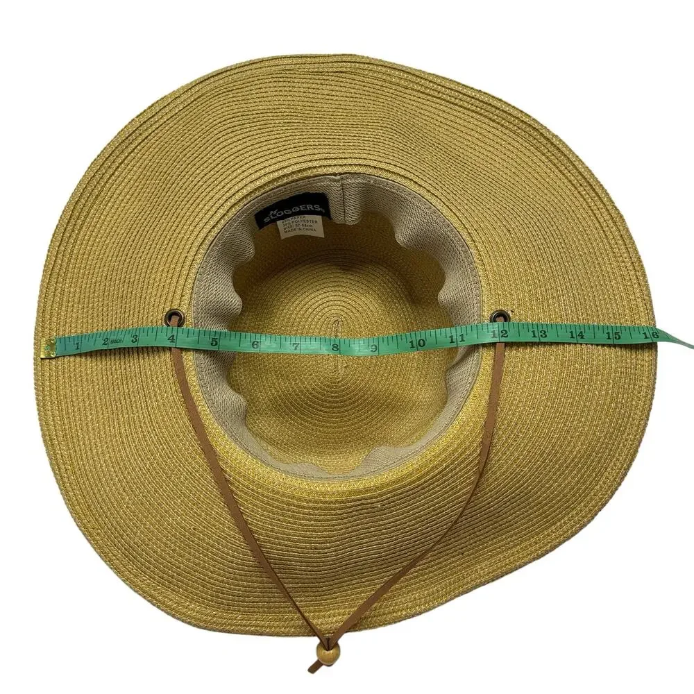 SLOGGERS Tan Braided Womens Sun Hat UPF 50+ Size: 57-58cm Brown Wide Brim
